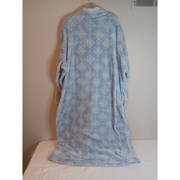 Croft & Barrow Zip Up Plush Robe Sz 2 XL Blue / White - Picture 4 of 4